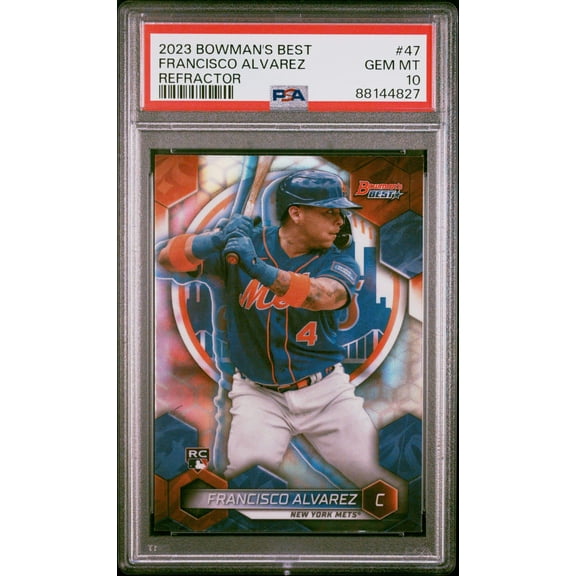 Graded 2023 Topps Bowmans Best Francisco Alvarez #47 Refractor Rookie RC Baseball Card PSA 10 Gem Mint