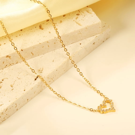 Heart Cross Shaped Cubic Zirconia Golden Pendant Necklace 14K White Gold Female Necklace Chain Pendant Jewelry Gift