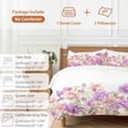 thumbnail image 6 of 3 Piece Pink Purple Spring Floral Duvet Cover Set Full Size, Microfiber Comforter/Quilt Cover with Corner Ties and 2 Pillowcases, Summer Flower Botanical All Season Soft Bedding with Zipper Closure, 6 of 8