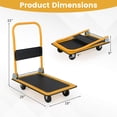 thumbnail image 3 of Costway Chariot Plateforme de 330 Lb, Diable Pliable pour Déménagement d'Entrepôt, Pousse-Pousse à Main, Jaune, 3 of 10