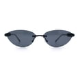thumbnail image 5 of Womens Rimless Metal Rim Cat Eye Pyramid Stud Jewel Arm Sunglasses All Black, 5 of 8