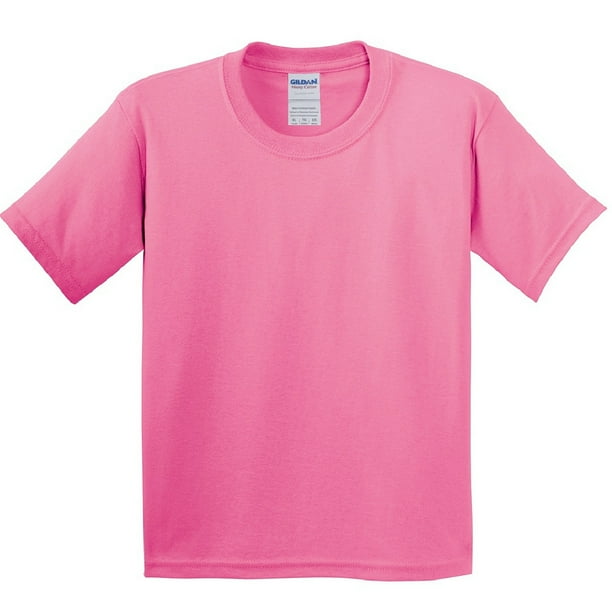 Gildan - Camiseta básica de manga corta Unisex con algodón grueso Niños Niñas - Verano/Calor (Paquete de 2) (Azalea)