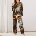 thumbnail image 2 of Pofeuu Funny Bald Eagle Print Womens Pajamas Set Long Sleeve Sleepwear Button Down Nightwear Soft Pj Lounge Sets Button Down Pajamas Women-Medium, 2 of 7