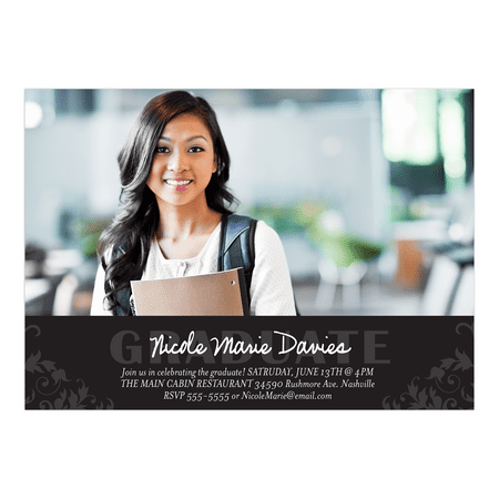 Scrolled Flat - Personalized Graduation Announcement - Blooming Scroll - 5 x 7 Flat