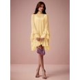 thumbnail image 5 of Yellow Solid Color Layered Stand Collar Elegant Long Sleeve Mini Dress, 5 of 8