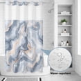 thumbnail image 4 of No Hook Shower Curtain with Built-in Rings - Gray Slate Blue Washable Waterproof Fabric Bathroom Curtains for Hotel,Rentals, Stall 54 X 78 Inch , Abstract Marble Textured, 4 of 9
