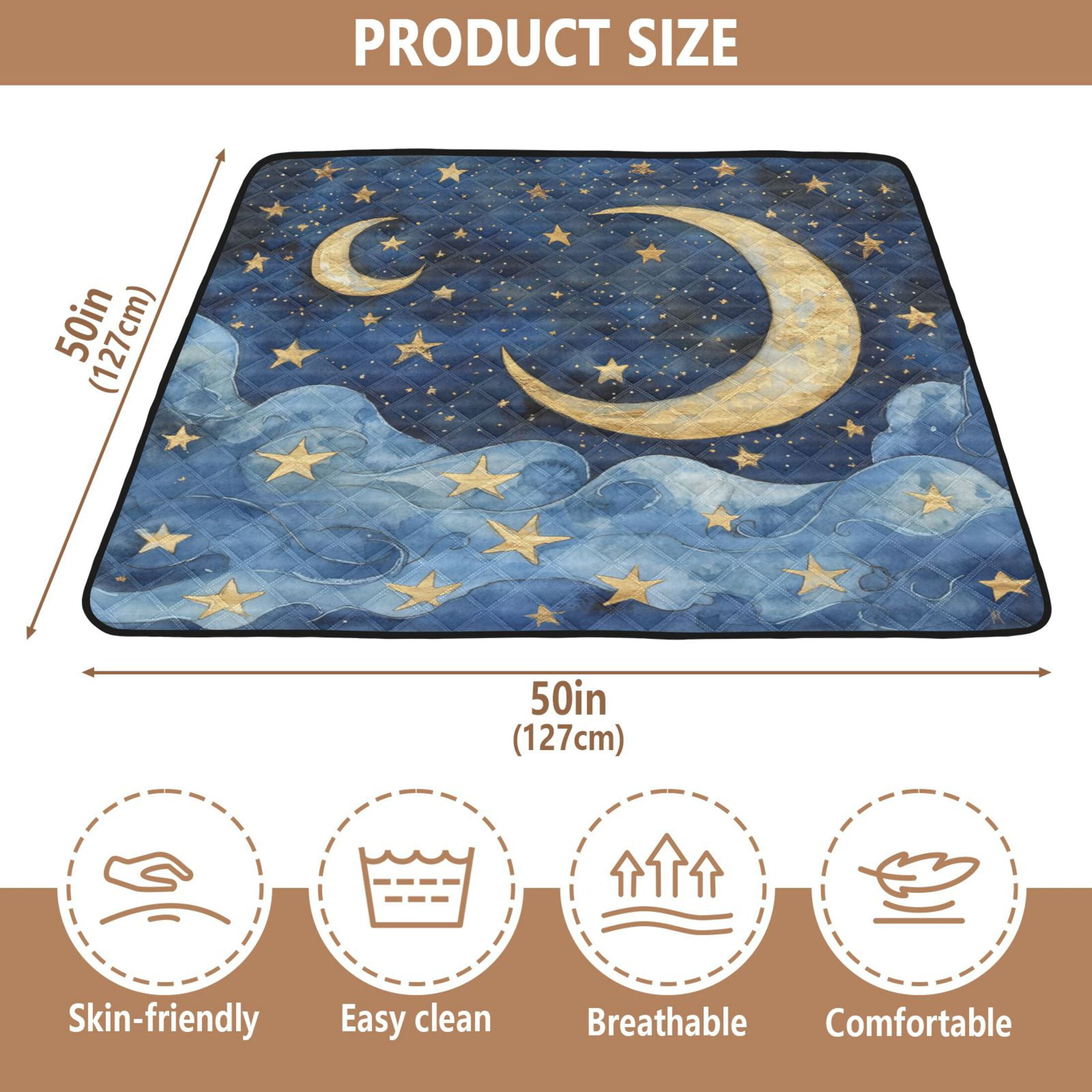WOBOGO Cloudy Sea Night Sky Baby Playmats Extra Large Waterproof Rollable Activity Pads for Toddlers 50×50inch