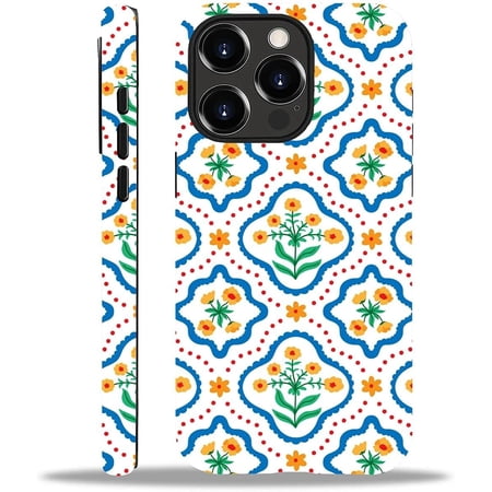 Compatible with iPhone 14 Pro Case, Flower Geometry Pattern Print Matte Phone Case Durable Fashion Funny Liquid Silicone Case Soft Anti-Scratch Shockproof Protective Cover