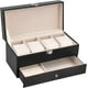 thumbnail image 1 of Estuche organizador de relojes, caja de reloj de doble capa cuero con 4 ranuras con ventana de vidrio real, vitrina de almacenamiento de joyas para mujeres, hombres, padre, esposo, novio, 1 of 7