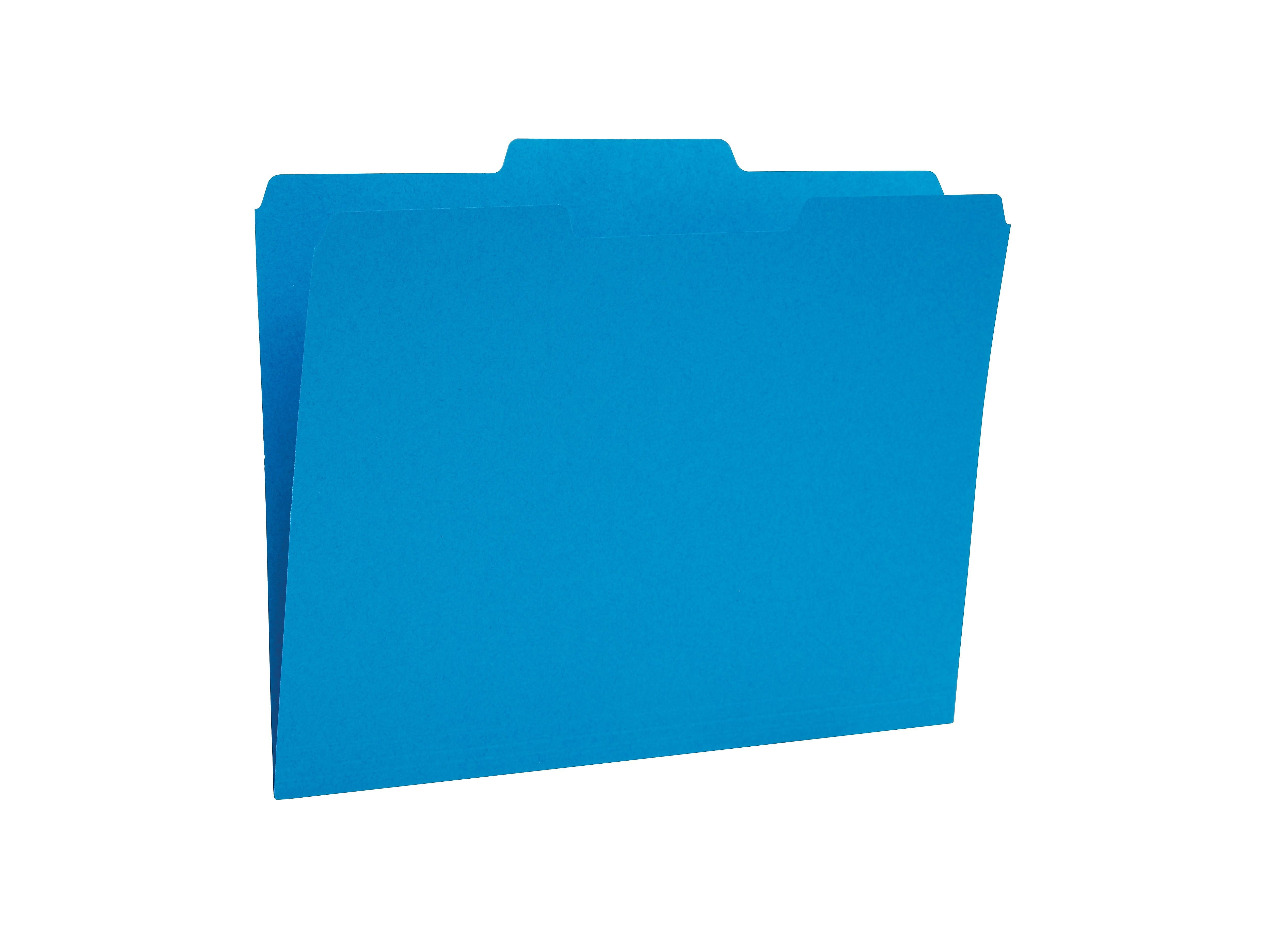 MyOfficeInnovations Colored TopTab File Folders 3 Tab Blue Letter Size