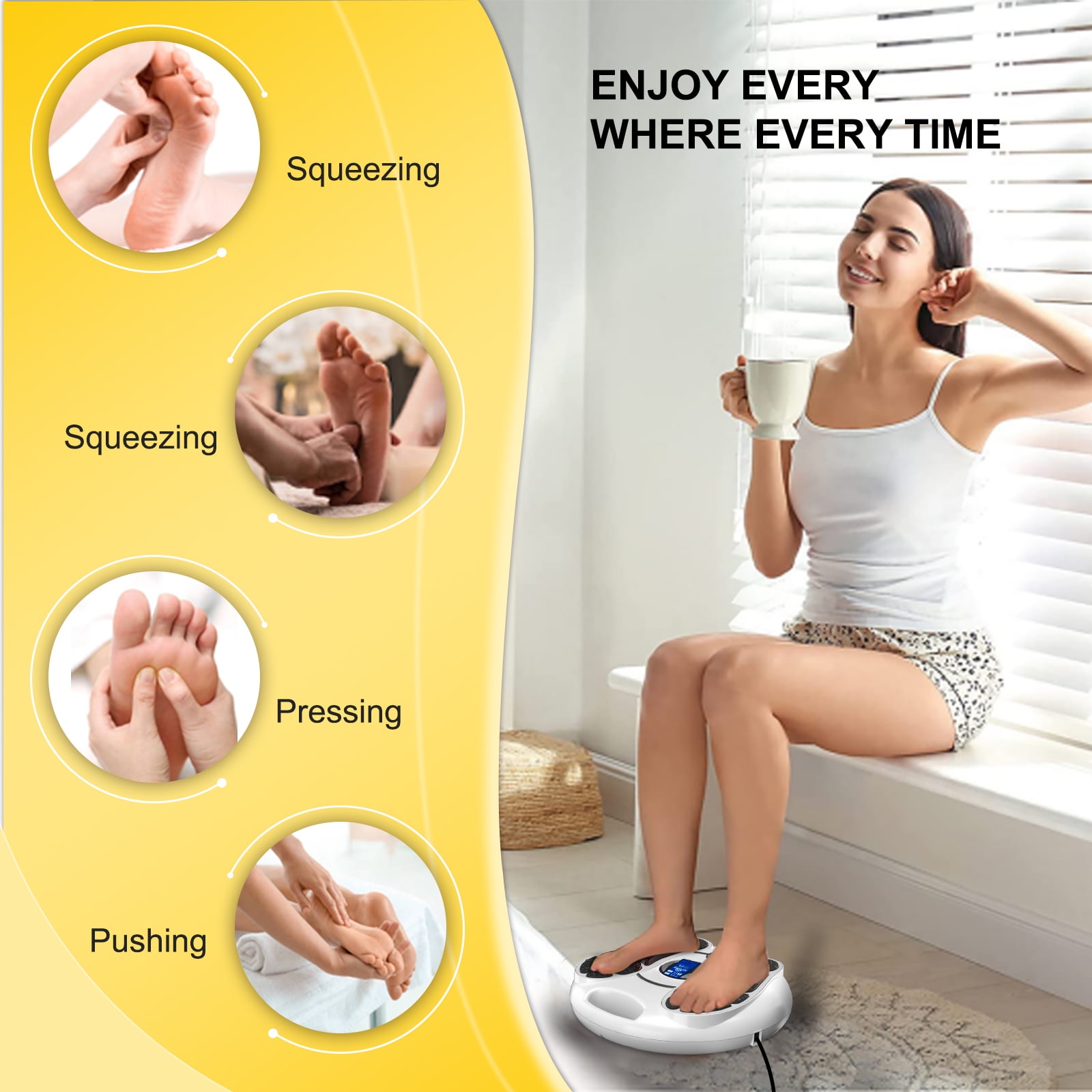 OSITO EMS Foot Massager for Neuropathy, Foot Massager Circulation Stimulator, Foot Massager for Circulation and Pain Relief, 25 Modes 99 Intensities, Ideal for Women/Men