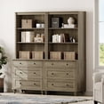 thumbnail image 5 of WAMPAT 72" Bookshelf with 3 Drawers, Tall Bookcase Large Display Book Case Shelf with 3 Tier Open Book Shelves，Library Wooden Bookshelves for Living Room,Office, Bedroom, Wash Grey (2PCS), 5 of 7