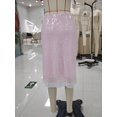 thumbnail image 6 of Pink Sequin Midi Skirt With Lace Trim A-Line Stretch Pencil Skirt, 6 of 7