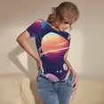 thumbnail image 3 of Kdxio Justaucorps à Manches Courtes Imprimé Galaxie Pastel pour Femmes Col Rond Modal Doux Confortable Ajusté Aguichant Haut-TG, 3 of 7