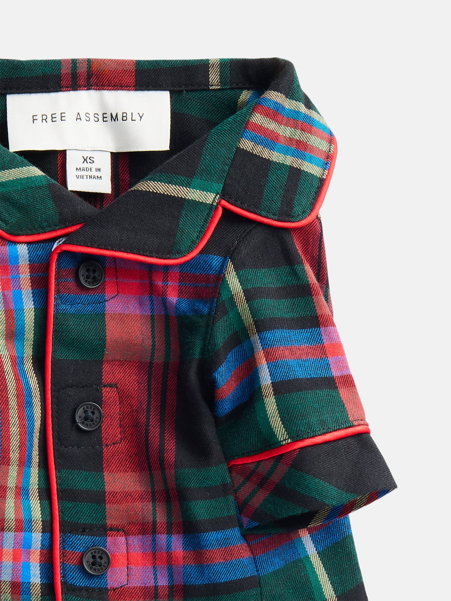 Free Assembly Matching Family Flannel Pajamas Pet PJ Shirt 1-Piece, Sizes XS-XXL