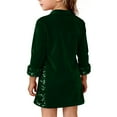 thumbnail image 2 of Cethrio Girls Velvet Dresses, Casual Long Sleeve Party Lapel Collar Midi Dresses Green Size 7-8, 2 of 5