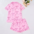 thumbnail image 4 of Pajamas for Women Set Casual Valentine'S Day Bow Print Set with Collar And Short Sleeves Womens Pjs Sets, 4 of 9