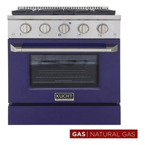 Pemberly Row 30" Stainless Steel Natural Gas Range in Blue and Silver