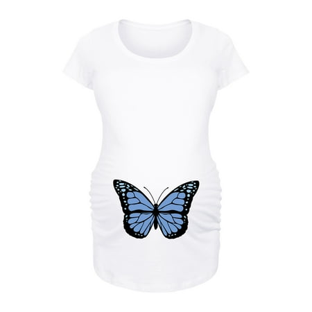 

Bloom Maternity - Butterfly Blue Belly Hit - Maternity Scoop Neck T-Shirt