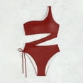 thumbnail image 5 of LEBONYARD Women’s Strappy Back One-Piece Swimsuit:Unique & Trendy,Fashion Women Summer Solid Color with Chest Cushion and No Steel Support Backless Strap Bikini Swimsuit Red S, 5 of 7