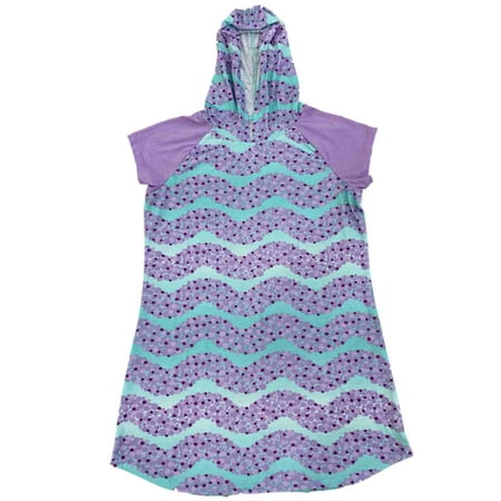 

Girls Purple & Mint Green Bubble Dots Hooded Nightgown Sleep Dress XL