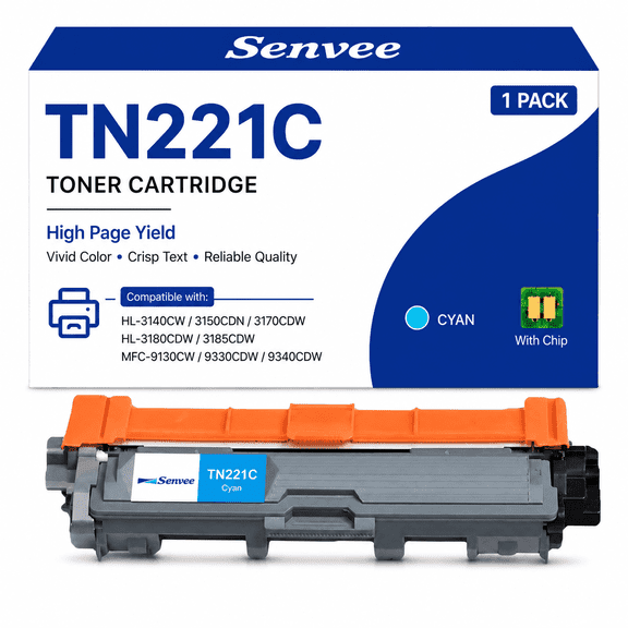 TN221C Toner Cartridge Replacement for Brother HL-3140CW HL-3142CW HL-3180CDW Printe(Cyan,1-Pack)