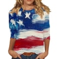thumbnail image 2 of Axiiglly Patriotic Shirts for Women 3/4 Sleeve USA Starts and Stripes Fashion Graphic T Shirts for 4th of July, S-5XL, 2 of 5
