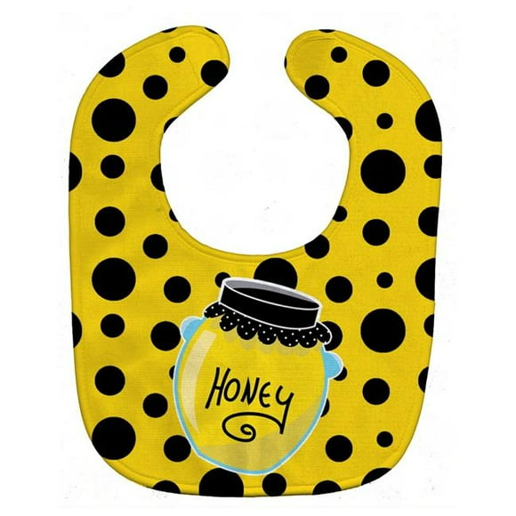 Carolines Treasures BB8598BIB Bee Honey Jar on Polkadots Baby Bib