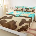 thumbnail image 3 of Manfei Teens Adults Cow Print 4 Pieces Queen Sheet Sets,Bohemian Damask Ultra Soft Flat Sheet,Western Theme Queen Fitted Sheet,Lightweight Room Decor, 3 of 7