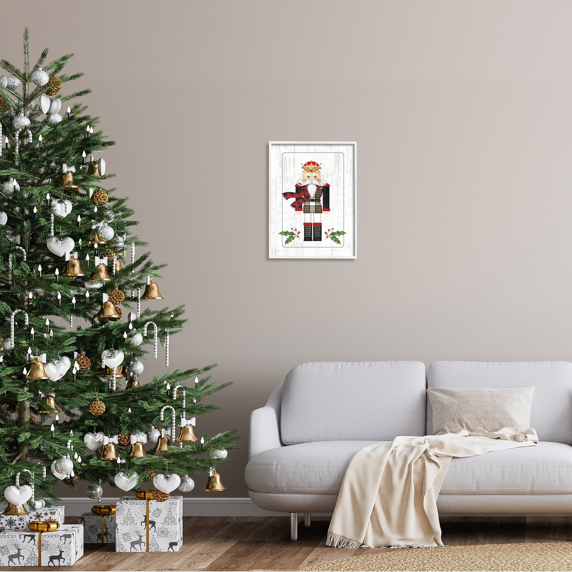 Stupell Industries Winter Holly Nutcracker Royal Crown Christmas Plaid, 16 x 20,Design by Jennifer Pugh