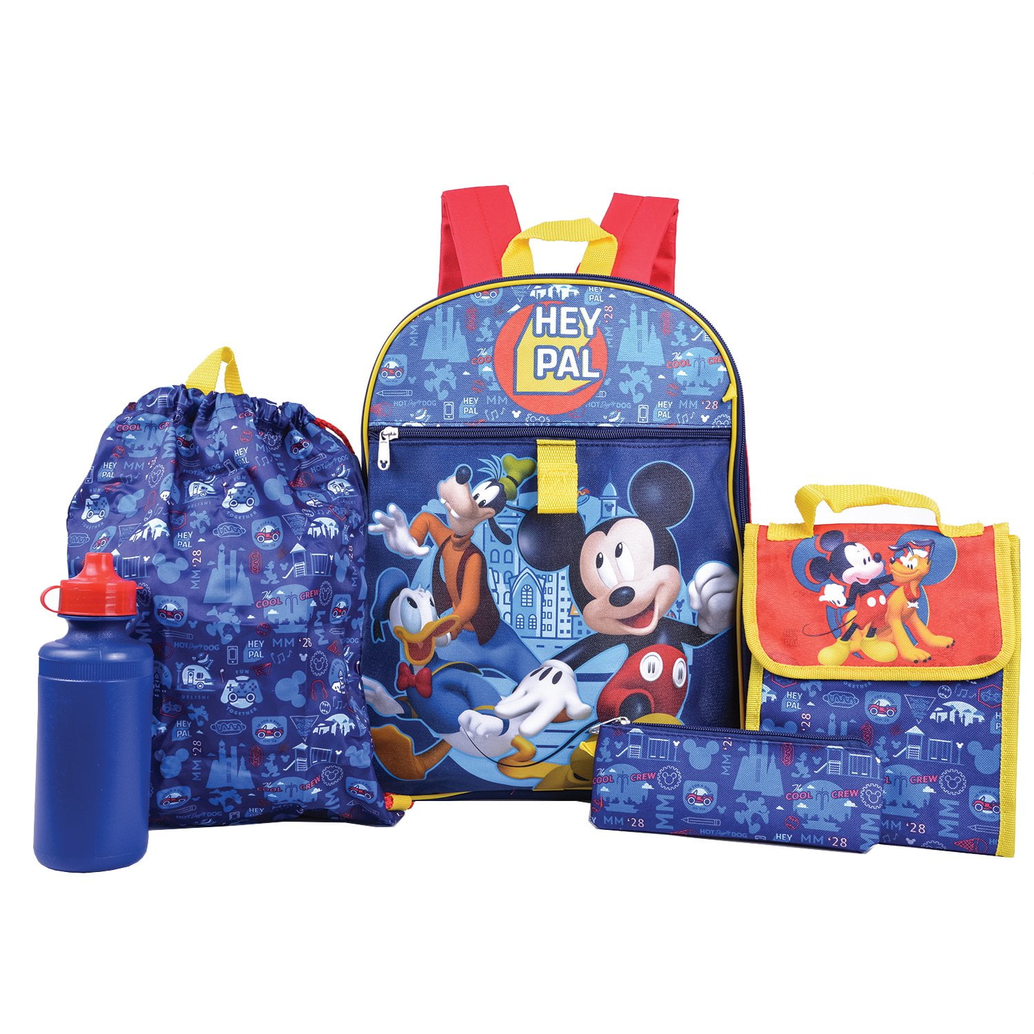 Mickey Mouse Backpack Combo Set Disney Mickey Mouse 5 Piece Backpack