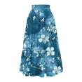 thumbnail image 3 of WTOBBY Women's Casual Floral Print Drawstring Skirt Elastic Waist Maxi Skirt Lightweight Summer Beach Skirt Flowy Tiered Boho Long Skirt with Waist Tie,Blue L, 3 of 4