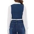 thumbnail image 3 of INSPIRE CHIC Women's Denim Button up Scoop Neck Sleeveless Coppped Vest Jacket Mid-Blue L, 3 of 5