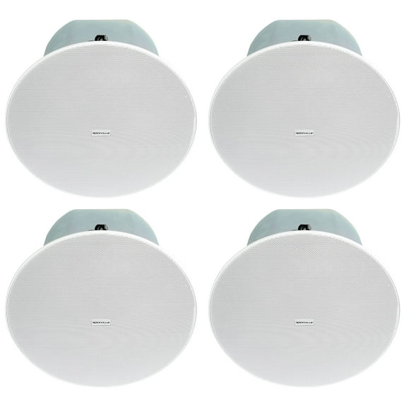 4 Rockville CC8-SUB 8" Commercial/Restaurant 70V Ceiling Subwoofers Rough-In Kit