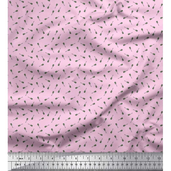 Soimoi Satin Silk Fabric Guitar Shirting Fabric Prints by Yard 42 Inch Wide