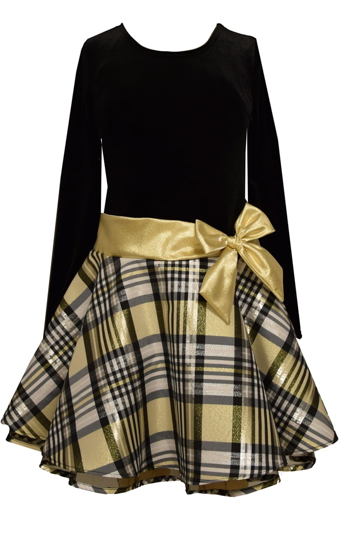 girls gold holiday dress