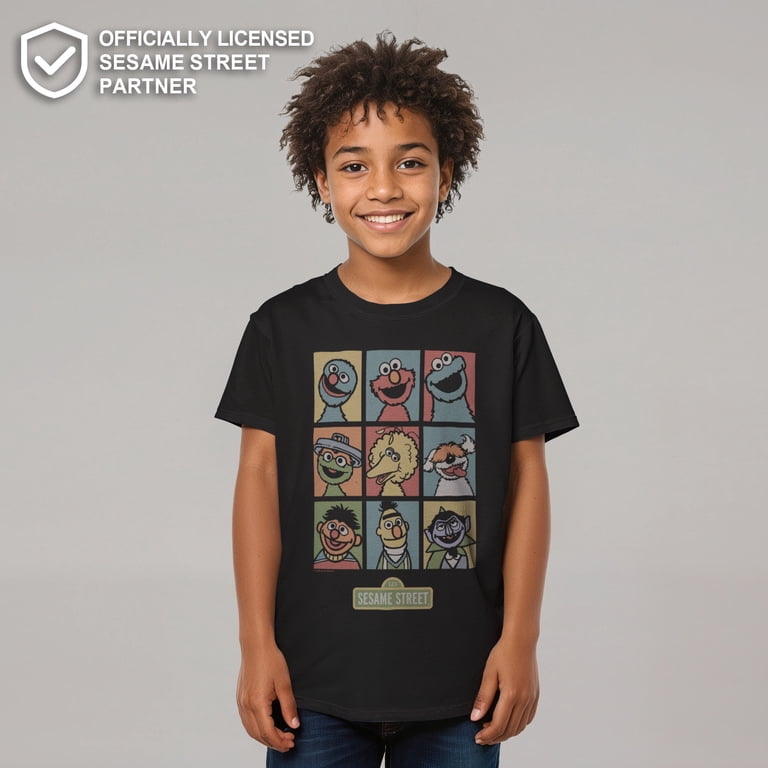 Boys Sesame Street 9 Panel Puppet Grid T Shirt - Walmart.com