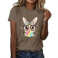 thumbnail image 2 of VBTAPA Women's Happy Easter Shirt Short Sleeve Funny Tops Rabbit Graphic Colored Eggs Print T-Shirts Easter Day Gifts Brown L, 2 of 5