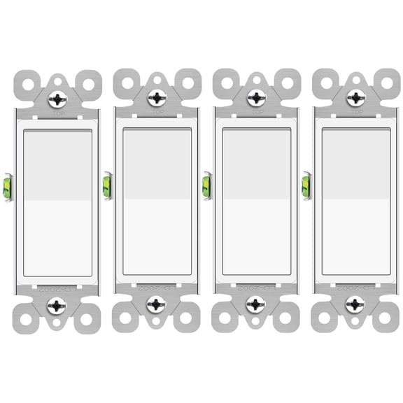 3 Way Switch White, Greencycle 4 PCS Three Way Light Switch Rocker Switch 15A 120/277V, On/Off Rocker Paddle Interrupter, Residential/Commercial Grade,Home & Office,UL/CUL