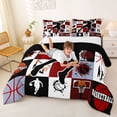 thumbnail image 3 of Castle Fairy Minimalist Basketball Splash King Size Comforter Sets 3pcs, Sports Theme Comforters King Size, Red Black White,Black Reversible,1 Comforter and 2 Pillowcases, 3 of 6