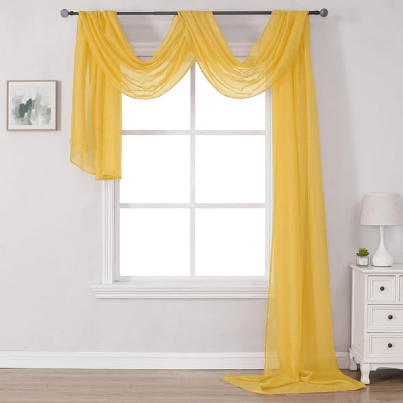 DONREN Foulard de Fenêtre 216 Pouces de Long - Foulard Semi-Transparente de Luxe pour Mariage (1 Panneau, Jaune Ambre)