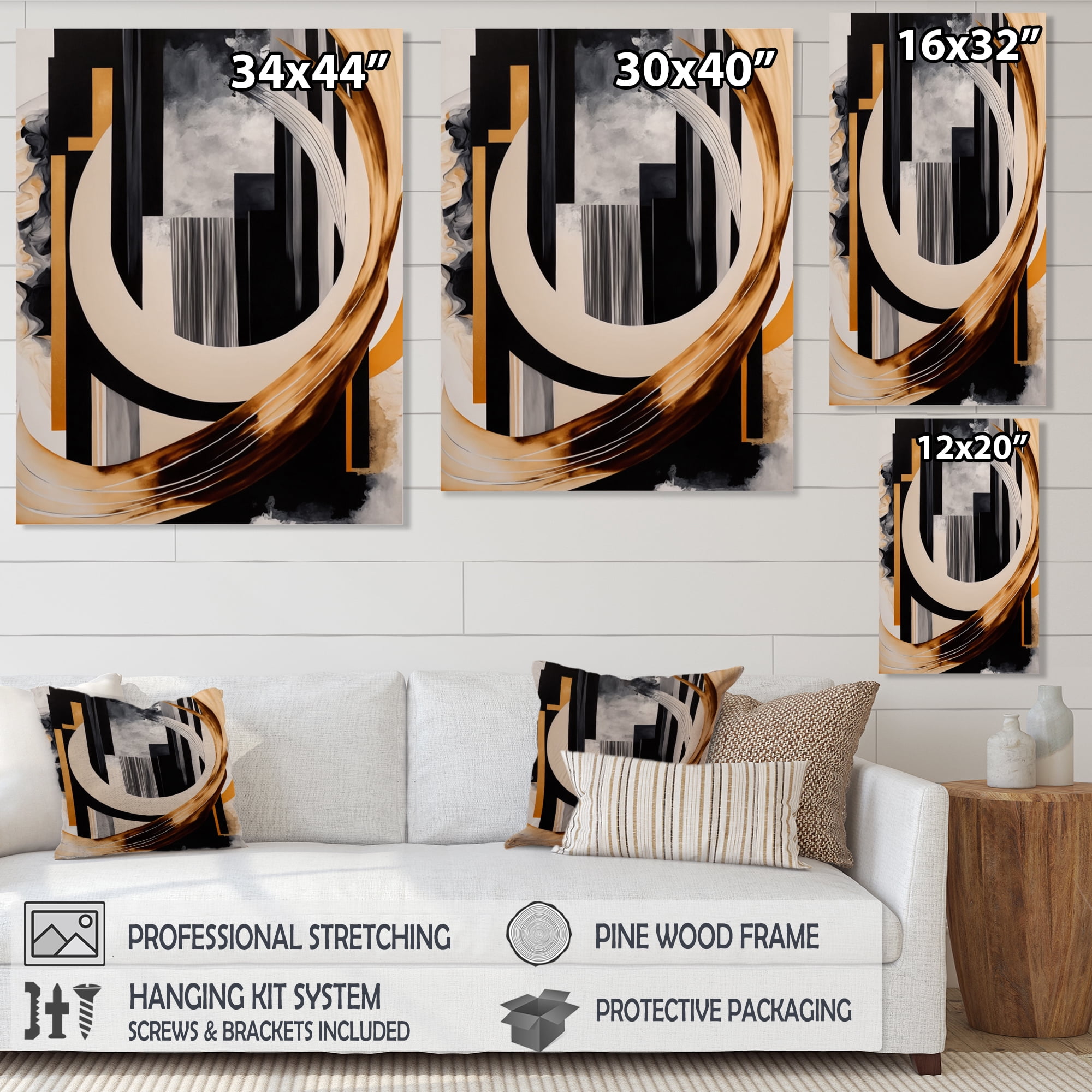 Designart Gold Touch Art Deco I Canvas Wall Art