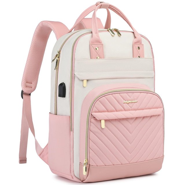 Mochila Bagswan para portátil impermeable de 17 pulgadas para mujer, color beige