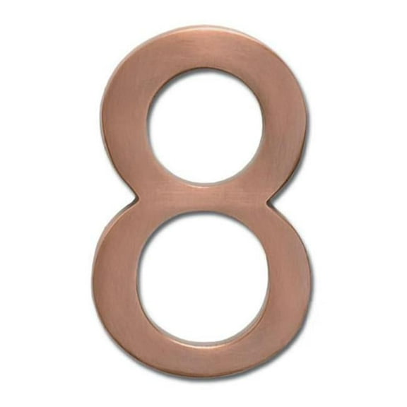 Solid Cast Brass 5 in. Antique Copper Floating House Number 8