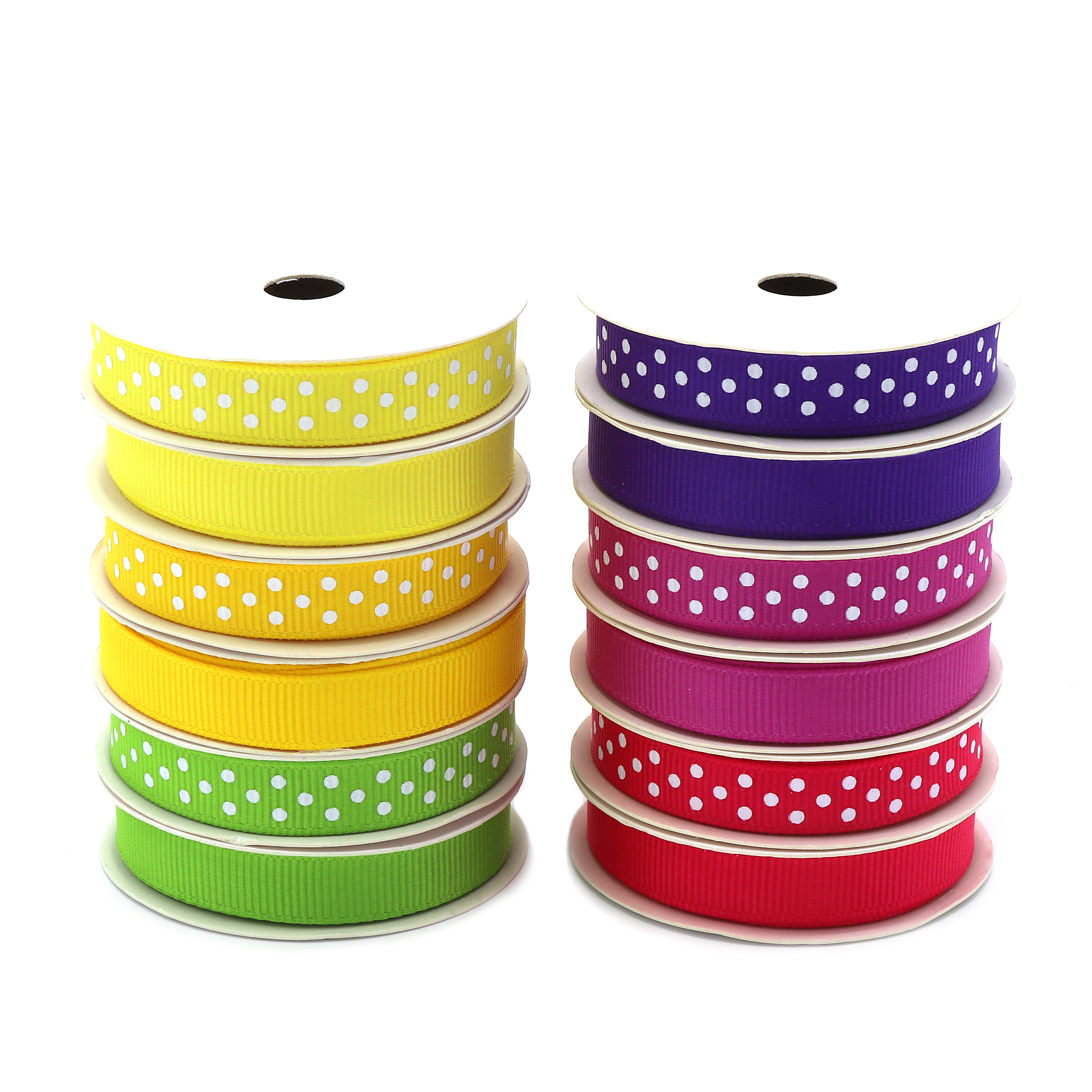 Solid and Polka Dot Grosgrain Ribbon Pack, 24 Bright Colors, 3/8" x 48 Yards by Gwen Studios - image 2 of 7