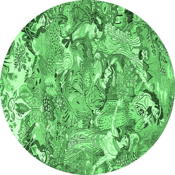 Ahgly Company Indoor Round Animal Emerald Green Traditional Area Rugs, 4' Round