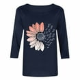 thumbnail image 5 of Jsaierl 3/4 Length Sleeve Womens Tops Summer Round Neck Shirts Dressy Print Ladies Blouses Work Elegant T-shirts Top S-5XL, 5 of 7