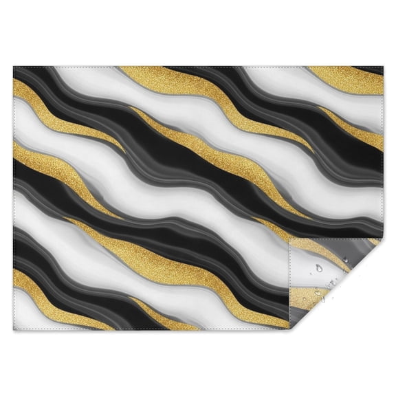 Black White Marble Gold Wave Pattern Rectangle Tablecloth 60"x84",Waterproof Polyester Rectangle Table Cloth, Wipeable Spillproof Polyester Tablecloth for Dining, Camping, Indoor and Outdoor