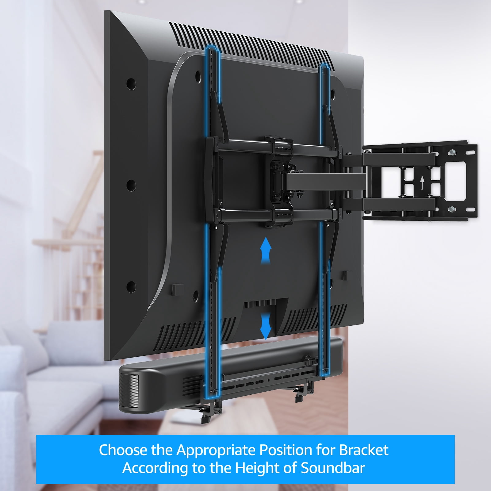 MOUNT PRO Universal Soundbar Mount, Sound Bar TV Bracket with 31.5" Longer Bracket Mounting Above or Under TV for Large TV, 6.5" Holder Swivel to Fit Various Soundbar, Up to 20 LBS