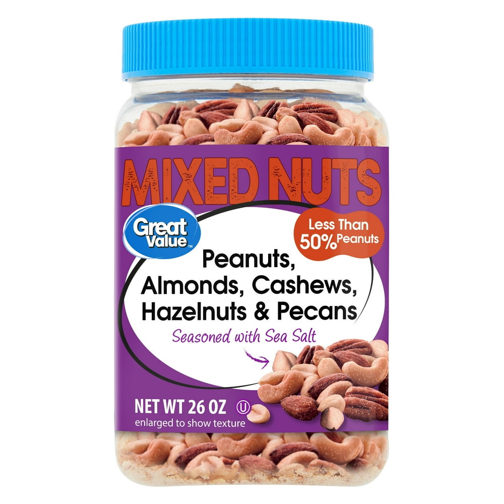 Great Value Roasted & Salted Mixed Nuts, 26 Oz